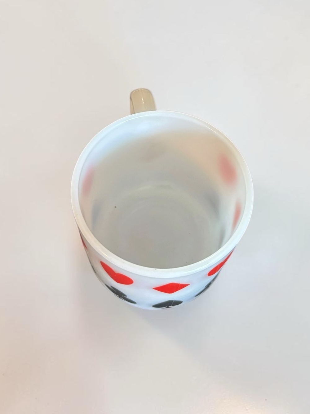 Vintage Fire-King Playing Card Mug Hearts Diamonds Clubs Spades USA - Picture 4 of 7